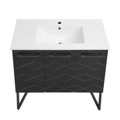 Swiss Madison, Annecy 36" Freestanding Bathroom Vanity in Phantom Black with Sink Top