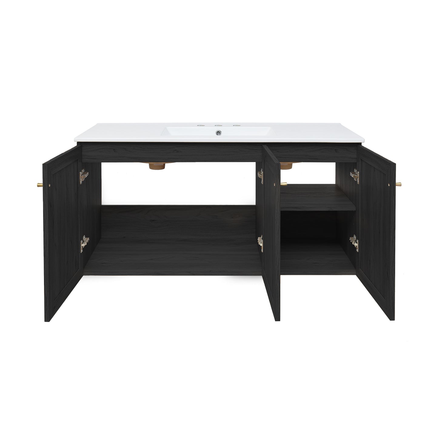 Swiss Madison, Classe 48" Wall-Mounted Bathroom Vanity in Black Oak with 3-Hole Widespread Sink Top