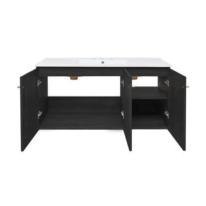 Swiss Madison, Classe 48" Wall-Mounted Bathroom Vanity in Black Oak with 3-Hole Widespread Sink Top