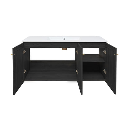 Swiss Madison, Classe 48" Wall-Mounted Bathroom Vanity in Black Oak