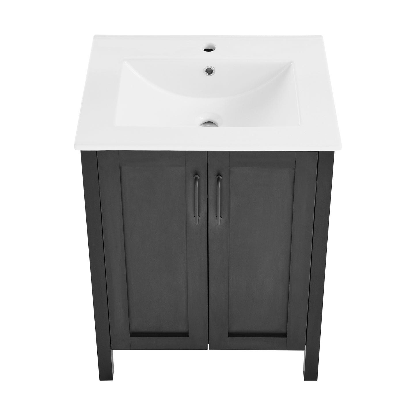 Swiss Madison, Avallon 24" Freestanding Bathroom Vanity in Black with Sink Top