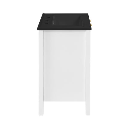Swiss Madison, Bastille 24 in. White Bathroom Vanity With Black, 3-Hole Ceramic Sink Top