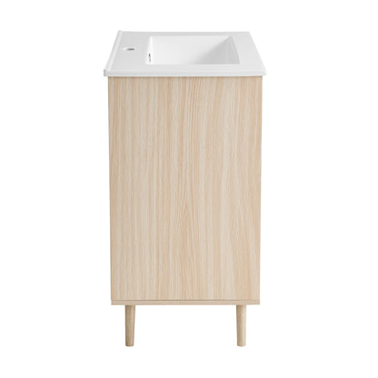 Swiss Madison, Brusque 24" Freestanding Bathroom Vanity in Natural Oak with Sink Top