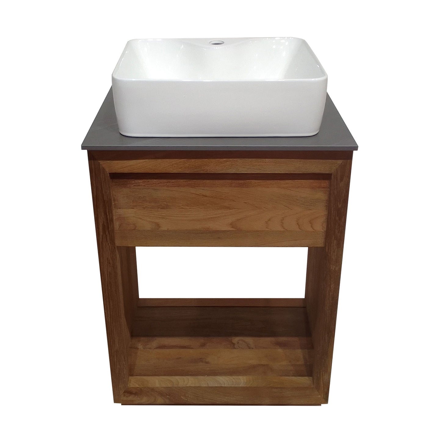 Swiss Madison, Rennes 24" Reclaimed Wood Vanity in Walnut with Slate Countertop and Single Hole Vessel Sink