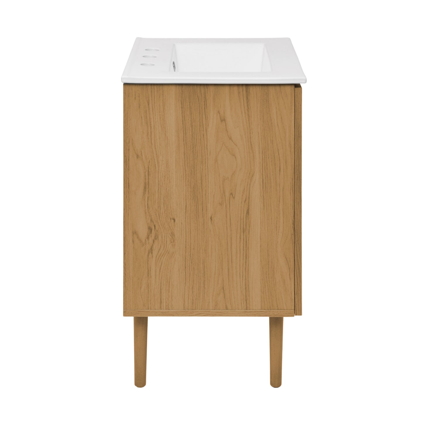 Swiss Madison, Bron 24" Freestanding Bathroom Vanity in Golden Oak with 3-Hole Centerset Sink Top