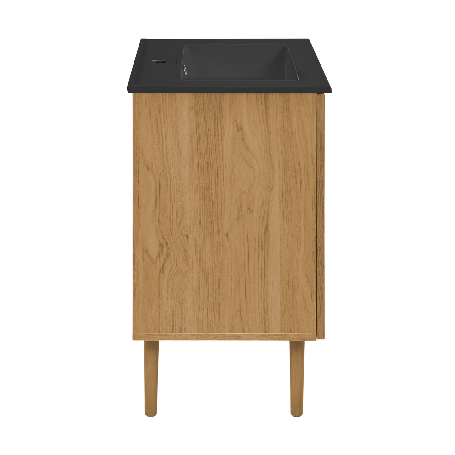 Swiss Madison, Bron 24" Freestanding Bathroom Vanity in Golden Oak with Black Sink Top