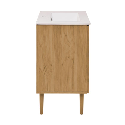 Swiss Madison, Bron 24" Freestanding Bathroom Vanity in Golden Oak with Sink Top
