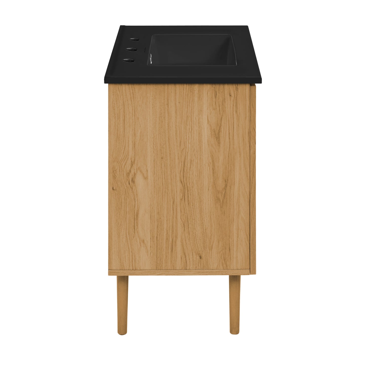 Swiss Madison, Bron 36" Freestanding Bathroom Vanity in Golden Oak with Black 3-Hole Widespread Sink Top