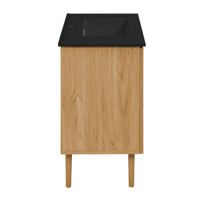 Swiss Madison, Bron 36" Freestanding Bathroom Vanity in Golden Oak with Black Sink Top