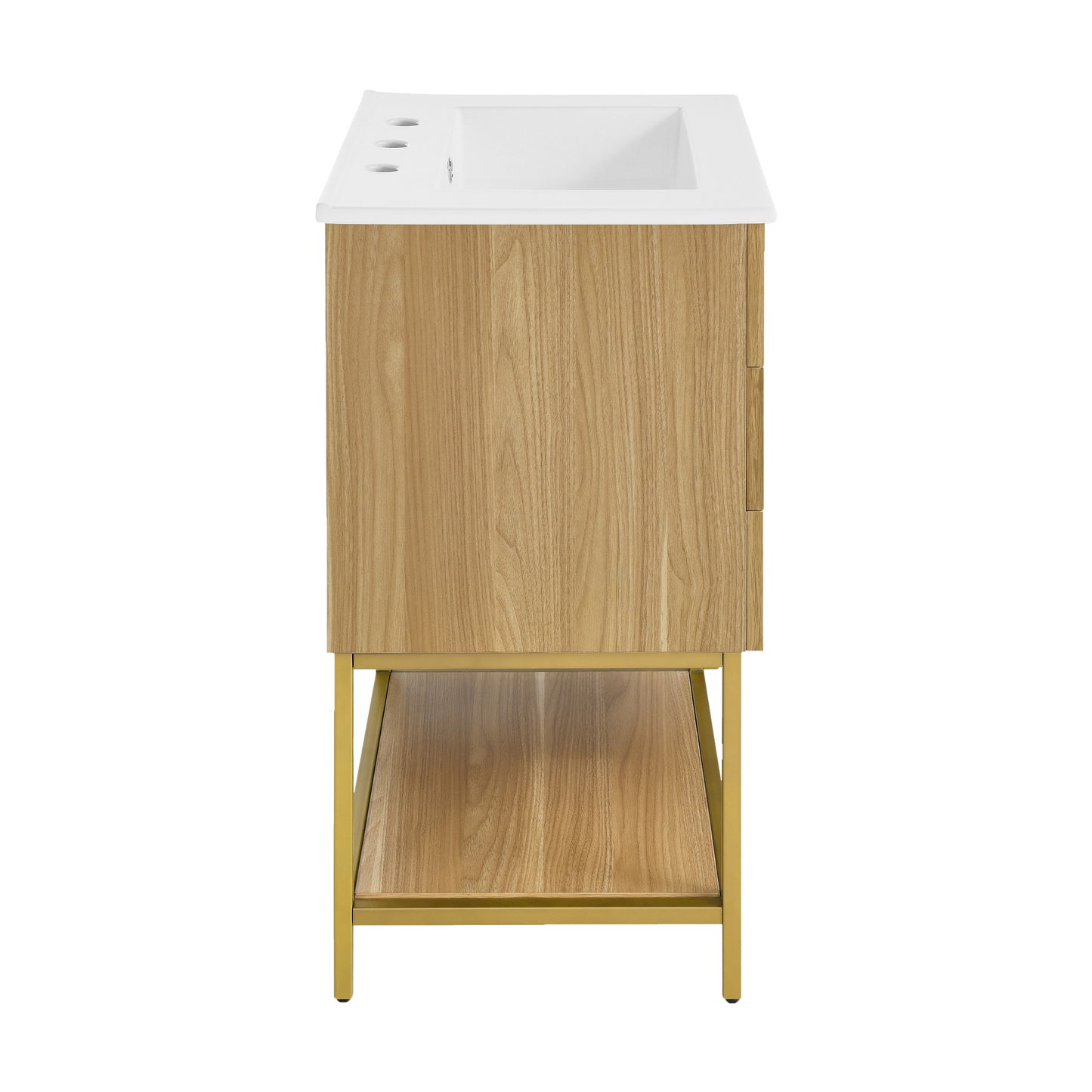 Swiss Madison, Carre 24 in. White Oak Bathroom Vanity With White, 3-Hole Ceramic Sink Top