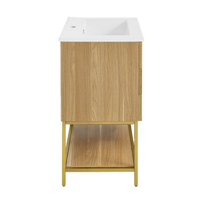 Swiss Madison, Carre 24" Freestanding Bathroom Vanity in Golden Oak with Sink Top
