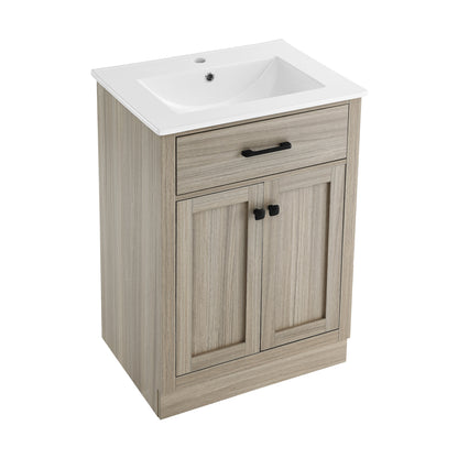 Swiss Madison, Burdon 24" Freestanding Bathroom Vanity in Weathered Oak with Sink Top