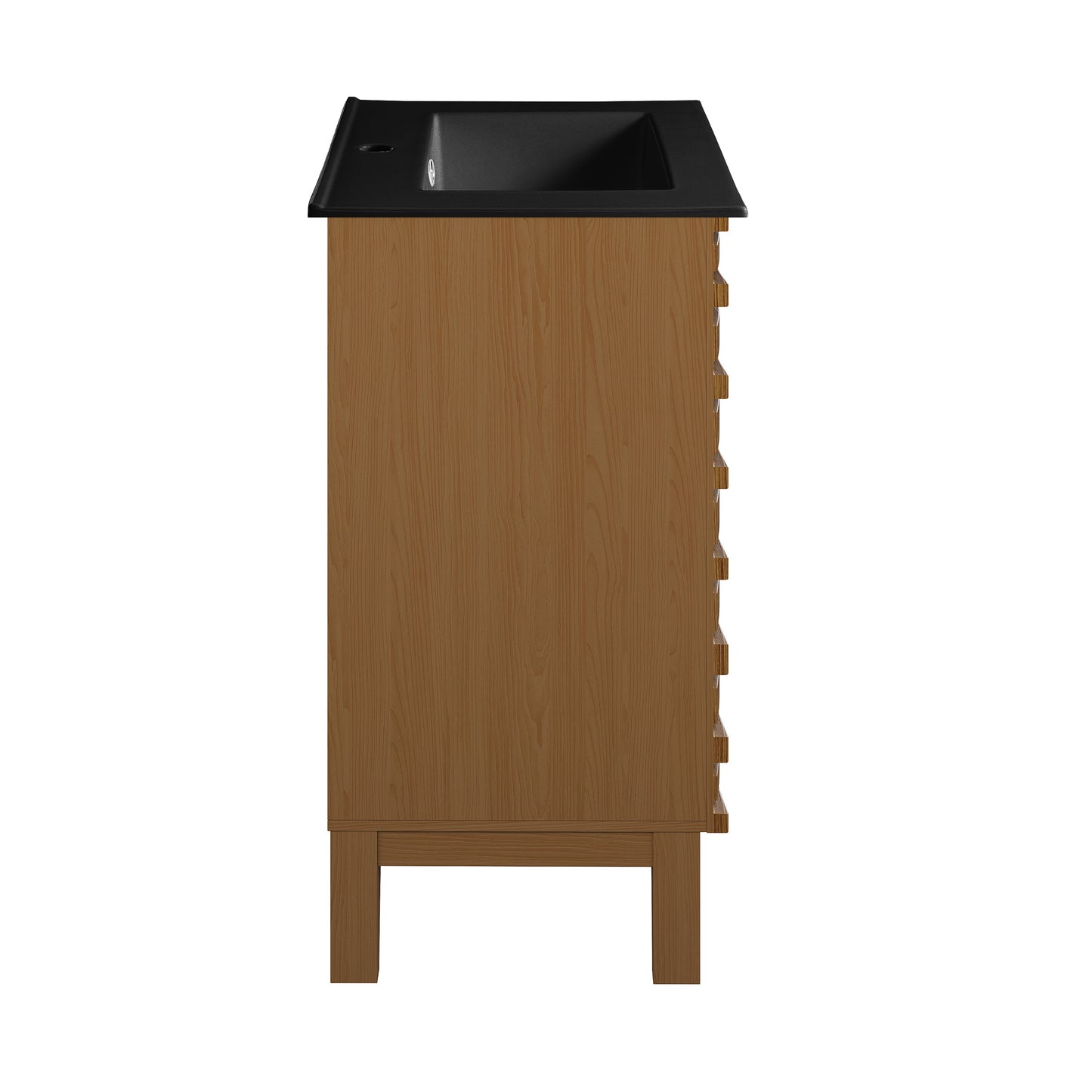 Swiss Madison, Cascade 24 in. Brown Oak Bathroom Vanity With Black Ceramic Sink Top