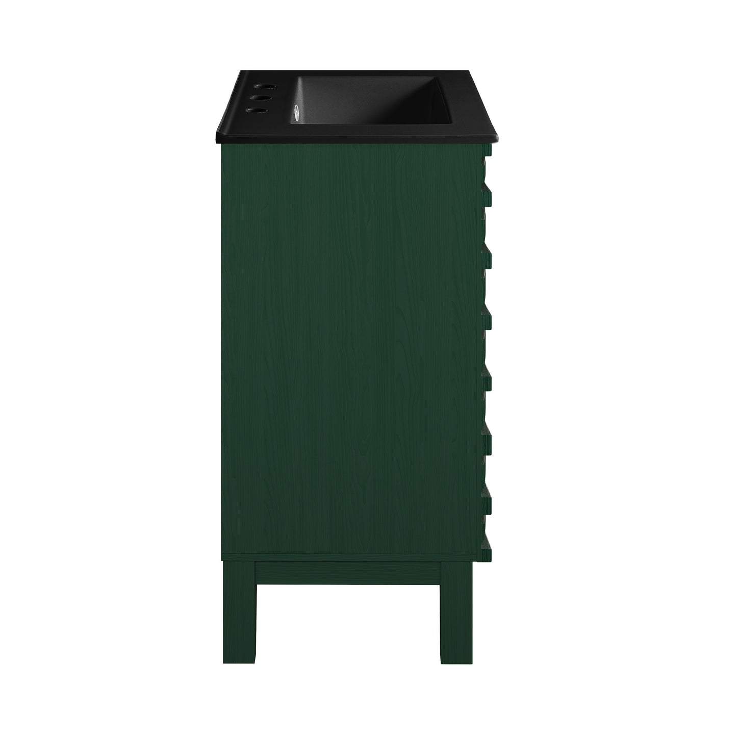 Swiss Madison, Cascade 24" Freestanding Bathroom Vanity in Green Oak with Black 3-Hole Widespread Sink Top