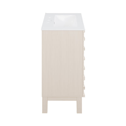 Swiss Madison, Cascade 24 in. White Oak Bathroom Vanity With White, 3-Hole Ceramic Sink Top
