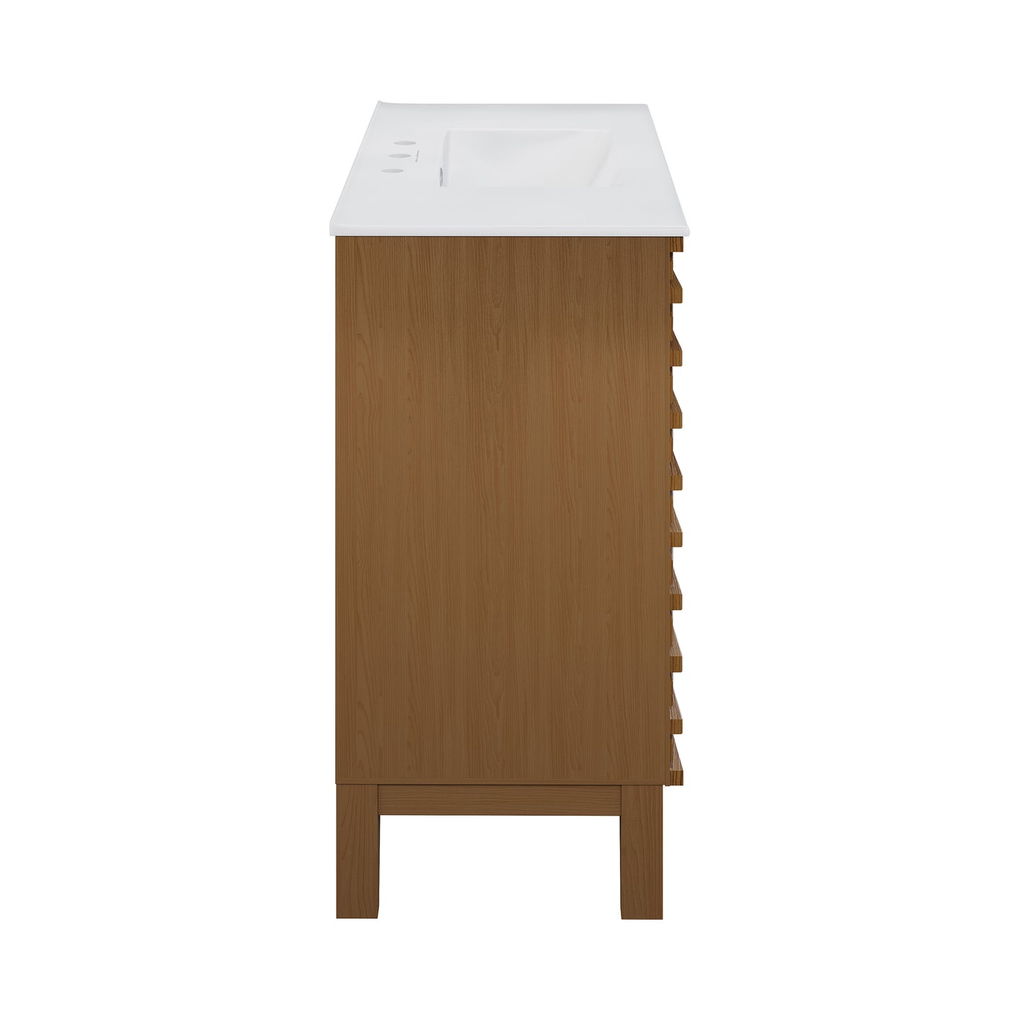 Swiss Madison, Cascade 36 in. Brown oak Bathroom Vanity With White, 3-Hole Ceramic Sink Top