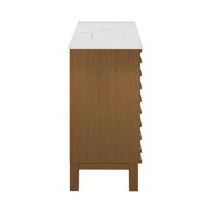 Swiss Madison, Cascade 36" Brown oak Bath Vanity With White Ceramic Sink Top