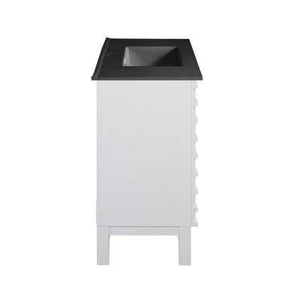 Swiss Madison, Cascade 36 in. White Oak Bathroom Vanity With Black Ceramic Sink Top