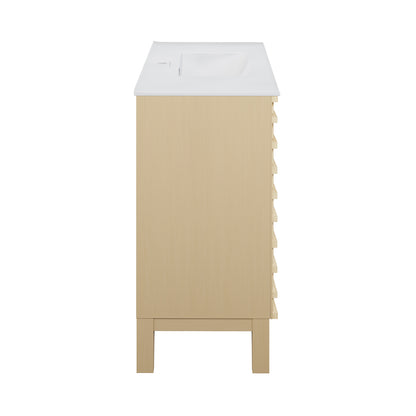 Swiss Madison, Cascade 36" Freestanding Bathroom Vanity in Natural oak with Sink Top