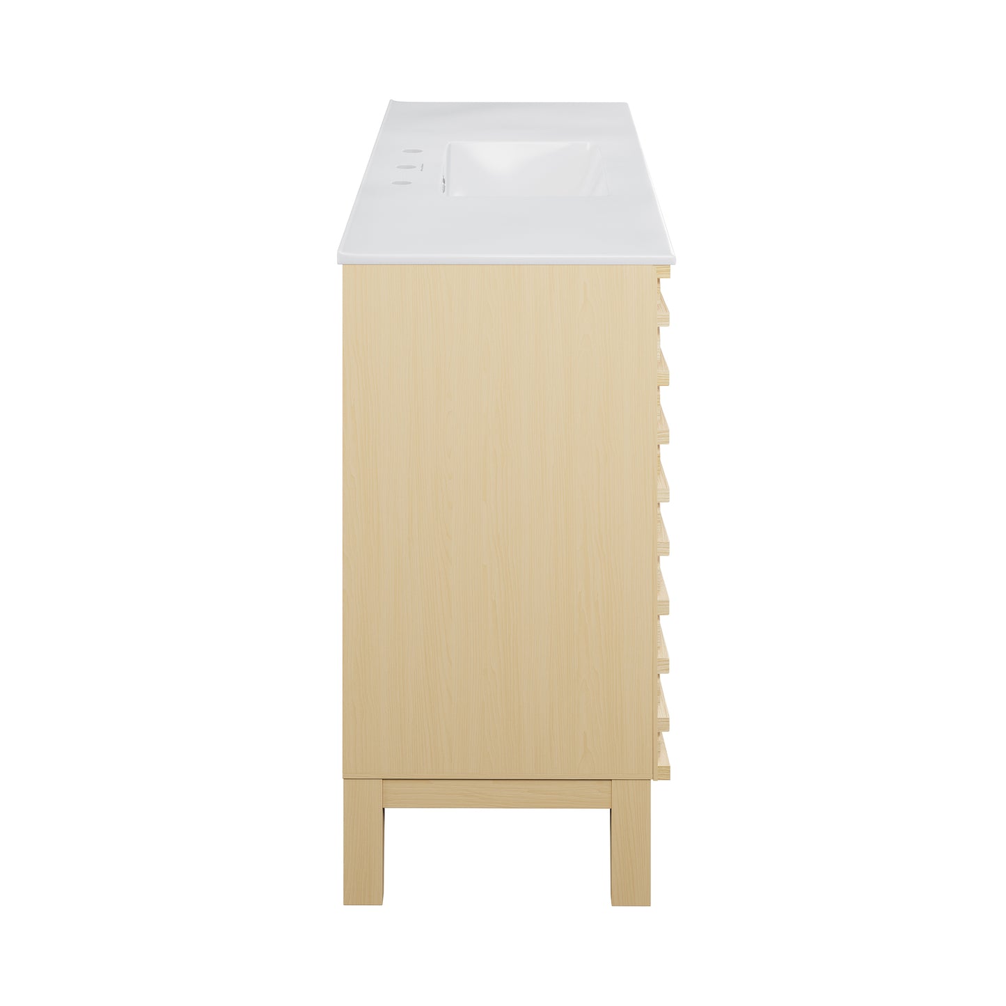 Swiss Madison, Cascade 48 in. Natural Oak Bathroom Vanity With White, 3-Hole Ceramic Sink Top