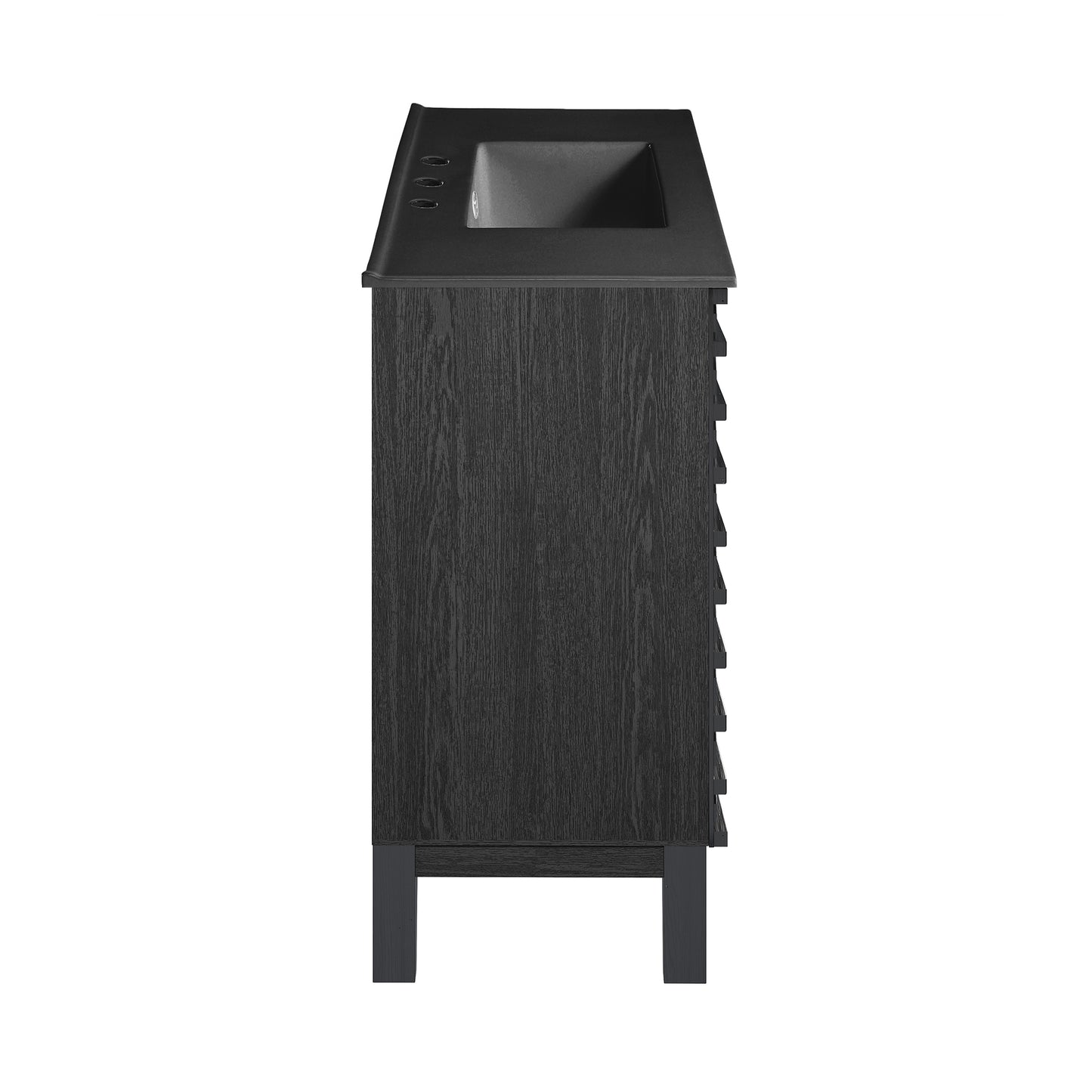 Swiss Madison, Cascade 48 in. Black Oak Bathroom Vanity With Black, 3-Hole Ceramic Sink Top