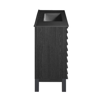 Swiss Madison, Cascade 48 in. Black Oak Bathroom Vanity With Black, 3-Hole Ceramic Sink Top
