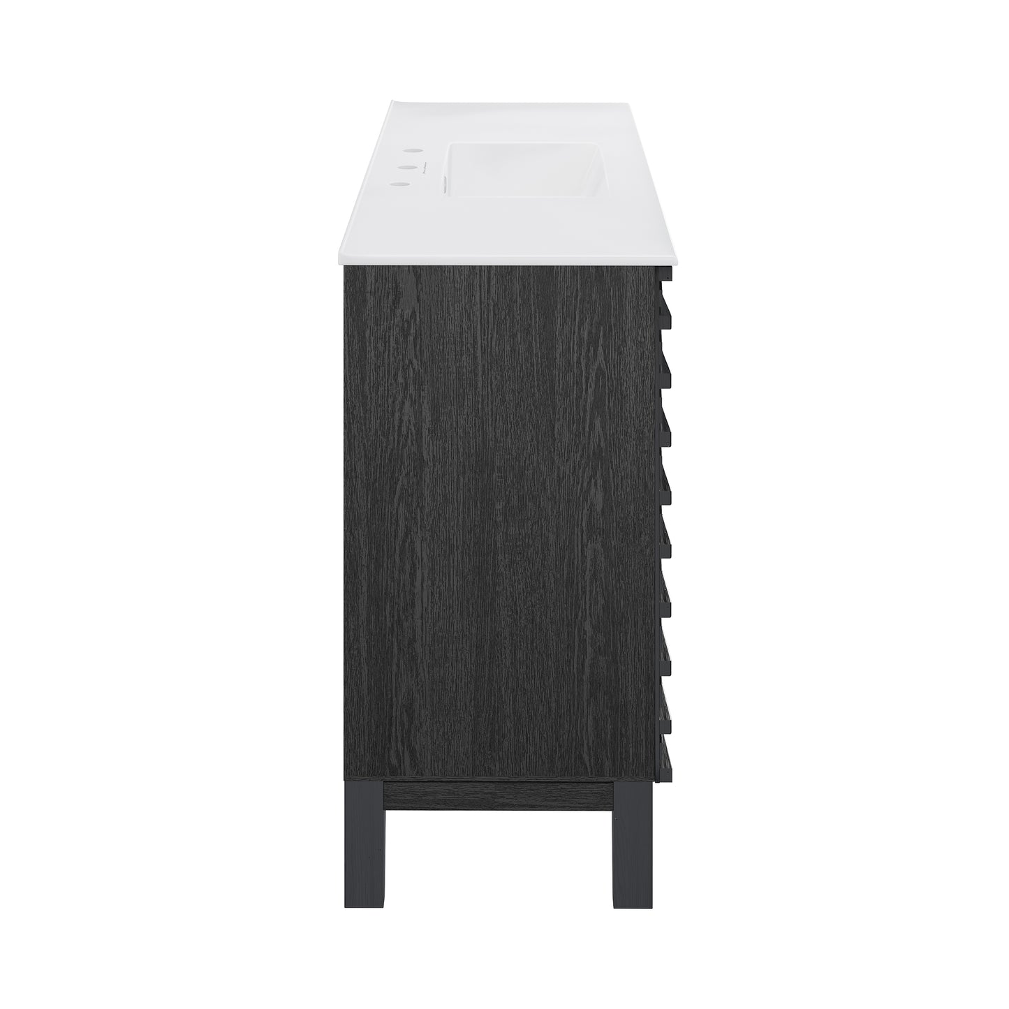 Swiss Madison, Cascade 48 in. Black Oak Bathroom Vanity With White, 3-Hole Ceramic Sink Top