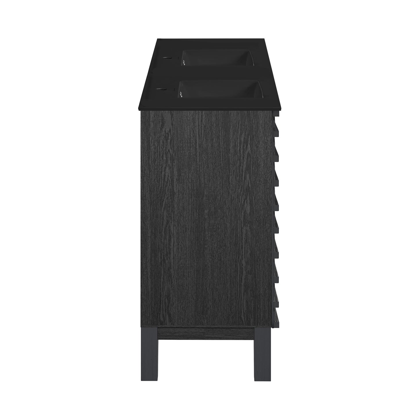Swiss Madison, Cascade 48 in. Black Oak, Double Basin Bathroom Vanity With Black Ceramic Sink Top