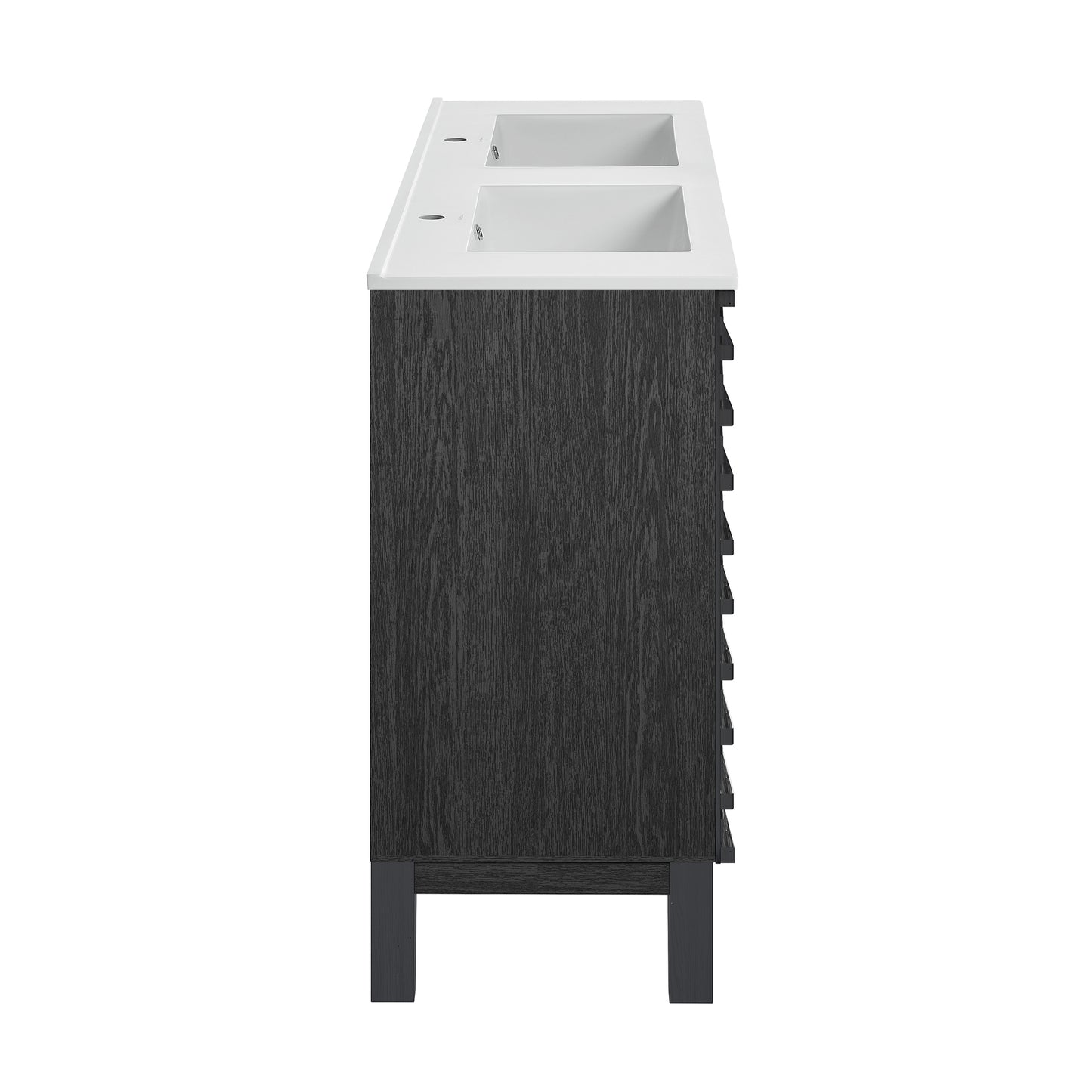 Swiss Madison, Cascade 48 in. Black Oak, Double Basin Bathroom Vanity With White Ceramic Sink Top