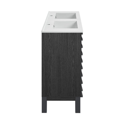Swiss Madison, Cascade 48 in. Black Oak, Double Basin Bathroom Vanity With White Ceramic Sink Top