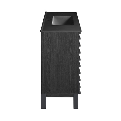 Swiss Madison, Cascade 48 in. Black Oak Bathroom Vanity With Black Ceramic Sink Top