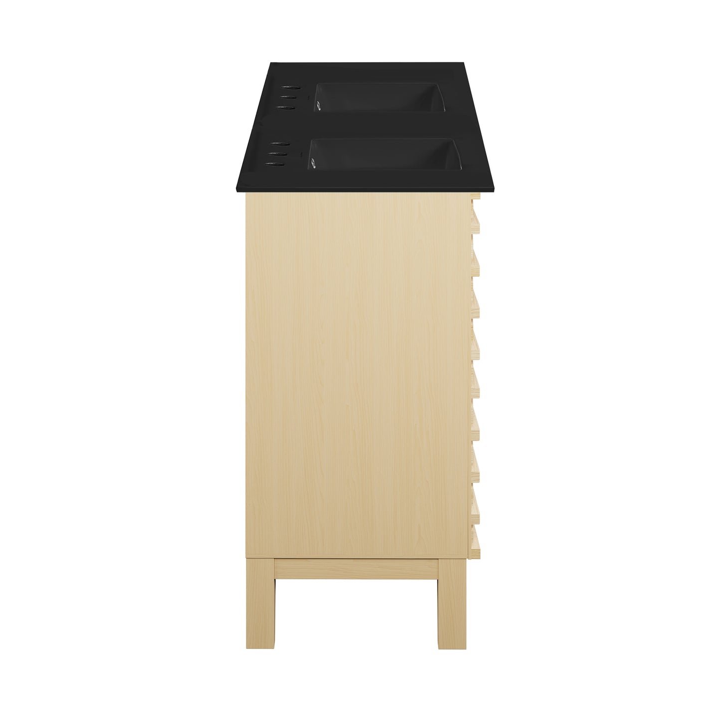 Swiss Madison, Cascade 48 in. Natural Oak, Double Basin Bathroom Vanity With Black, 3-Hole Ceramic Sink Top