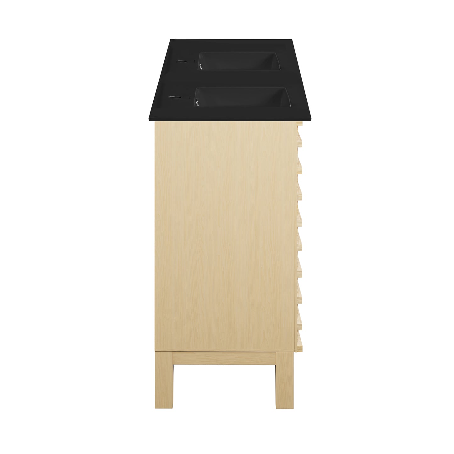 Swiss Madison, Cascade 48 in. Natural Oak, Double Basin Bathroom Vanity With Black Ceramic Sink Top