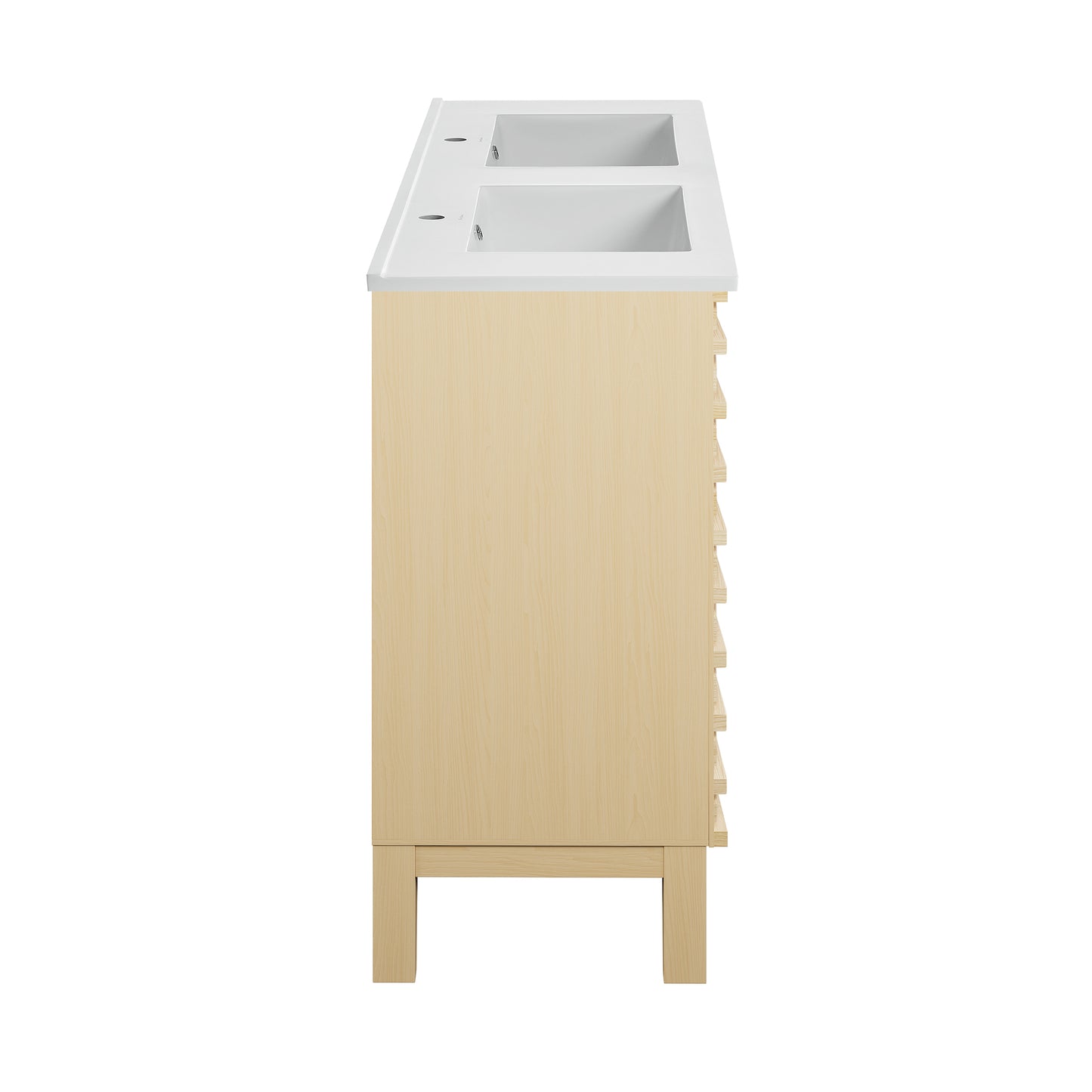 Swiss Madison, Cascade 48 in. Natural Oak, Double Basin Bathroom Vanity With White Ceramic Sink Top