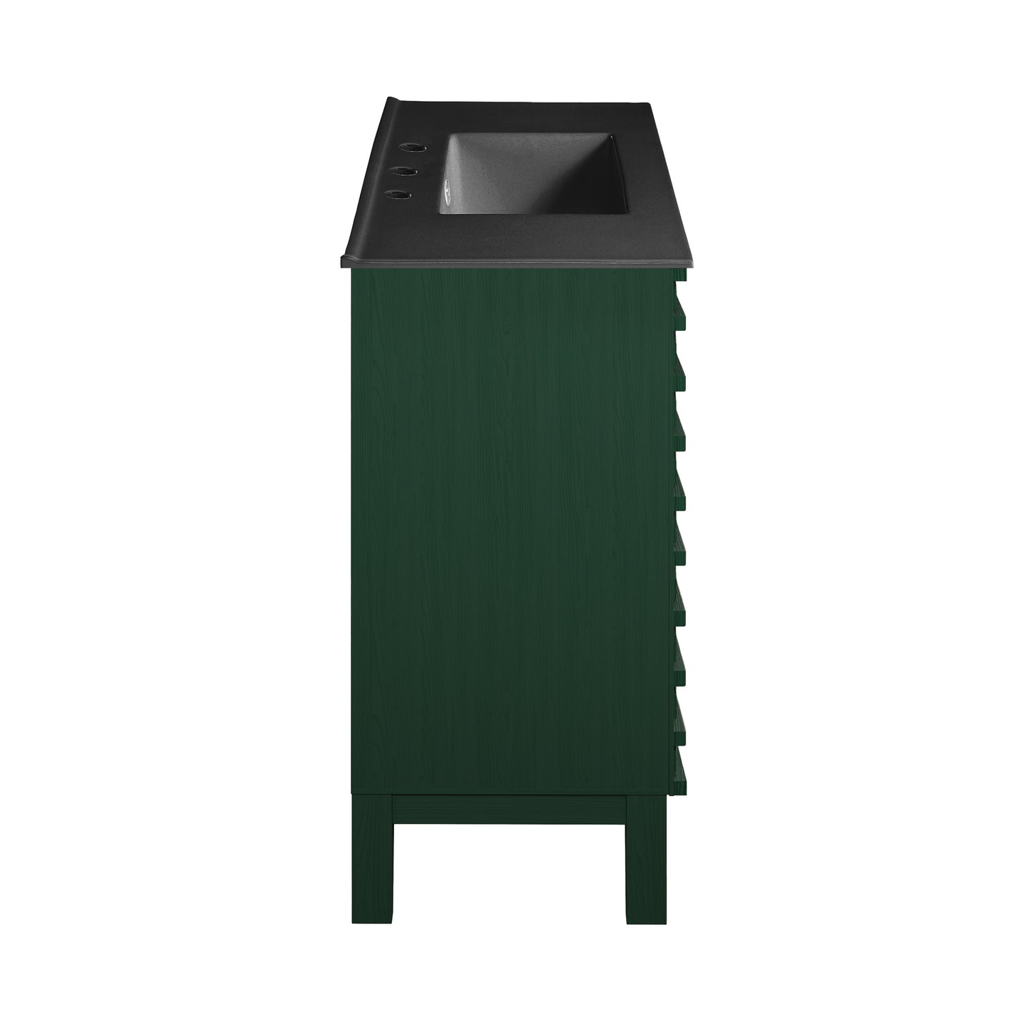 Swiss Madison, Cascade 48" Freestanding Bathroom Vanity in Green Oak with Black 3-Hole Widespread Sink Top