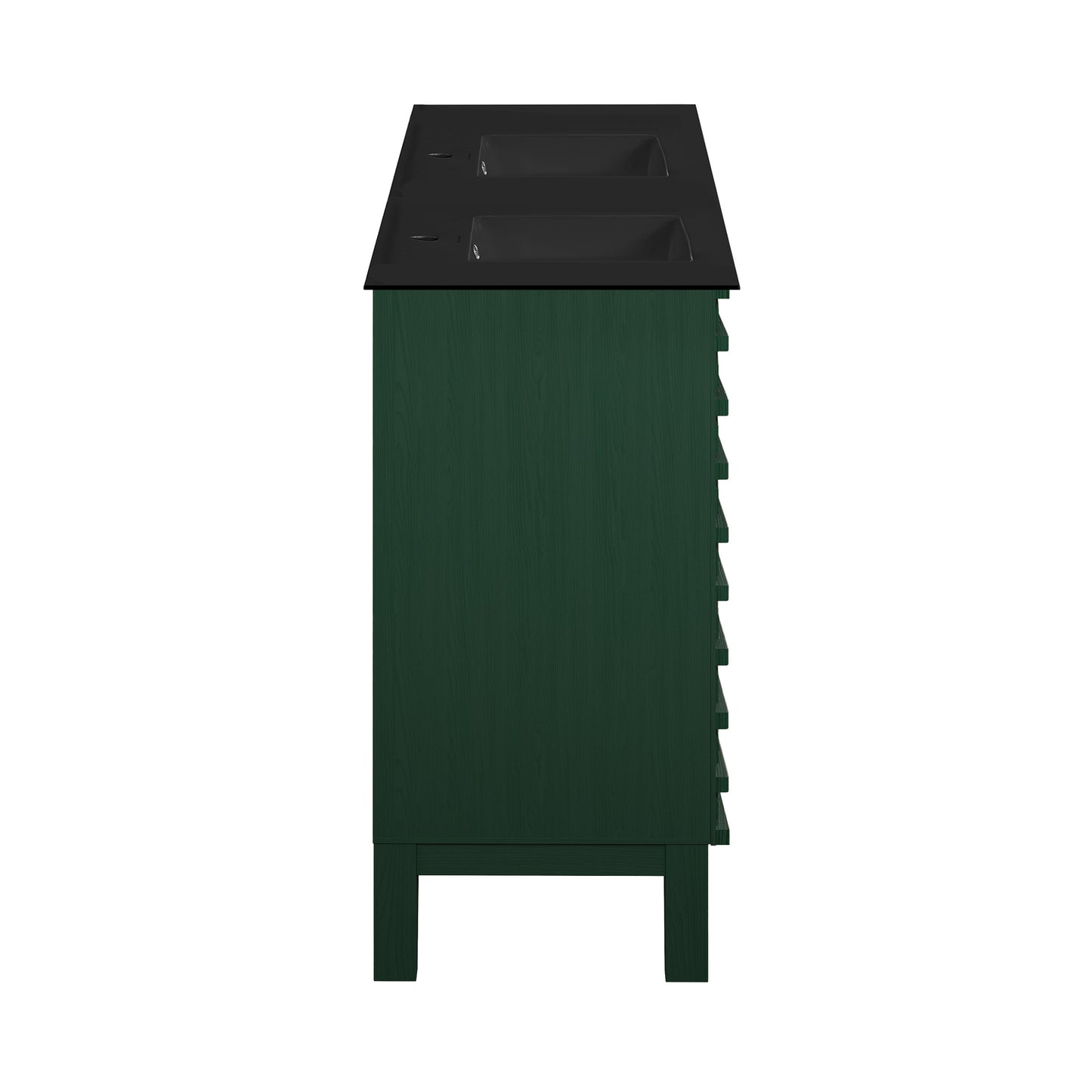 Swiss Madison, Cascade 48" Freestanding Bathroom Vanity in Green Oak with Black Double Basin Sink Top