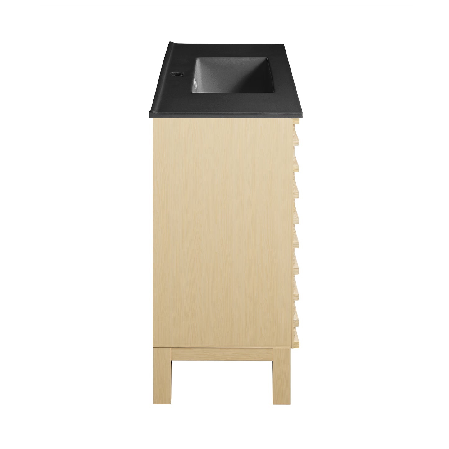 Swiss Madison, Cascade 48 in. Natural Oak Bathroom Vanity With Black Ceramic Sink Top