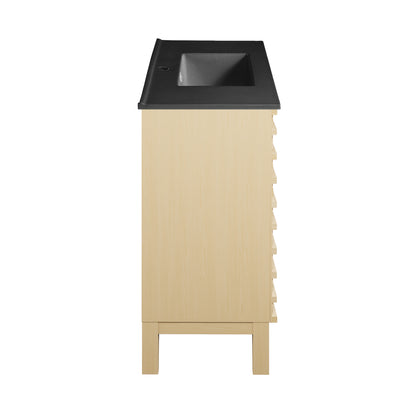 Swiss Madison, Cascade 48 in. Natural Oak Bathroom Vanity With Black Ceramic Sink Top