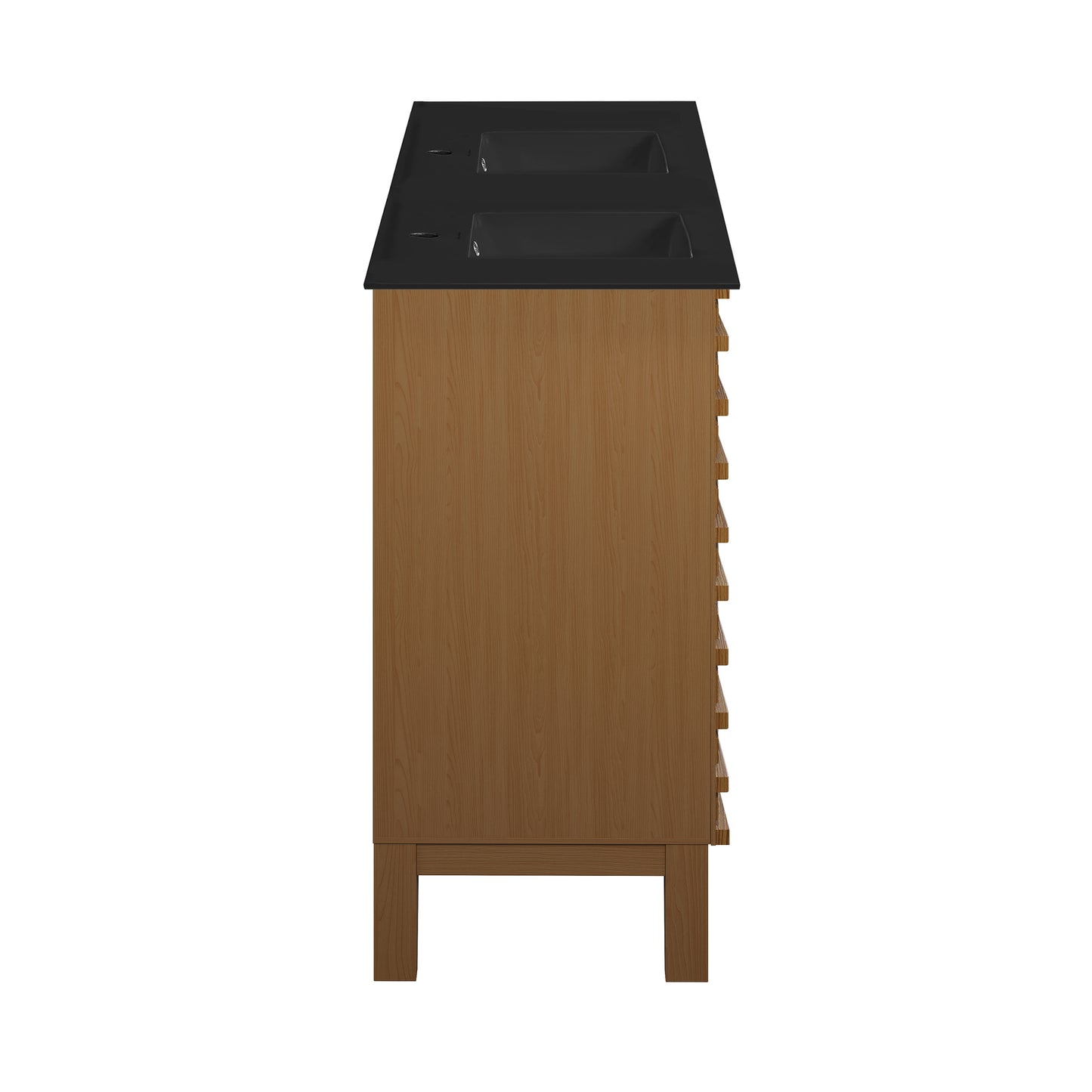 Swiss Madison, Cascade 48 in. Brown Oak, Double Basin Bathroom Vanity With Black Ceramic Sink Top