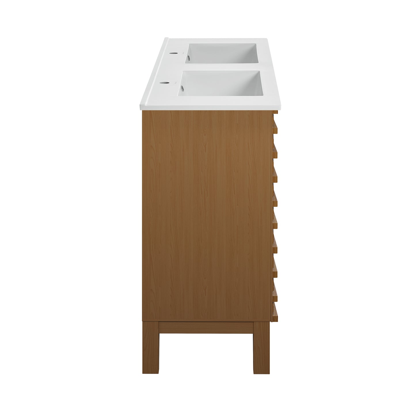 Swiss Madison, Cascade 48 in. Brown Oak, Double Basin Bathroom Vanity With White Ceramic Sink Top