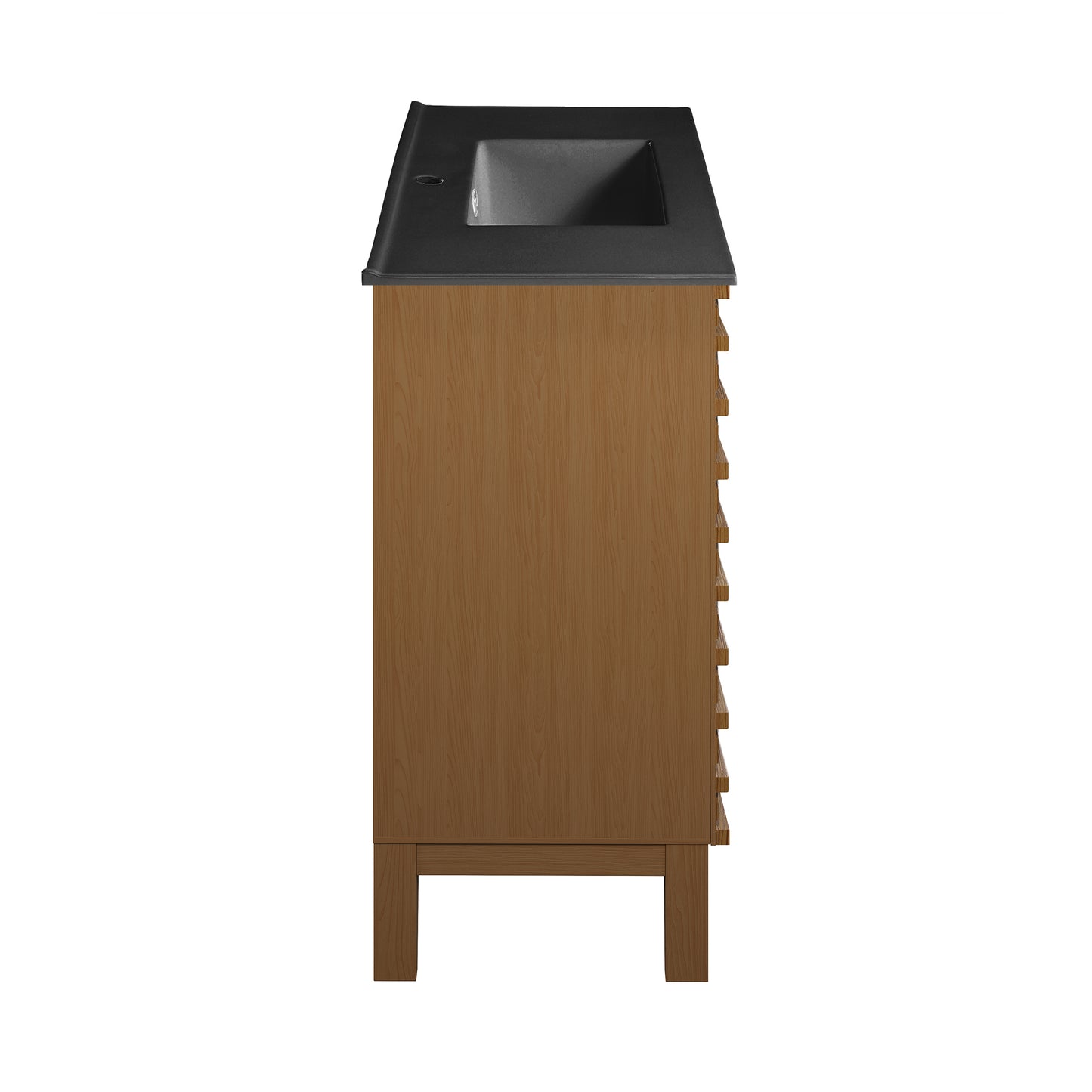 Swiss Madison, Cascade 48 in. Brown Oak Bathroom Vanity With Black Ceramic Sink Top