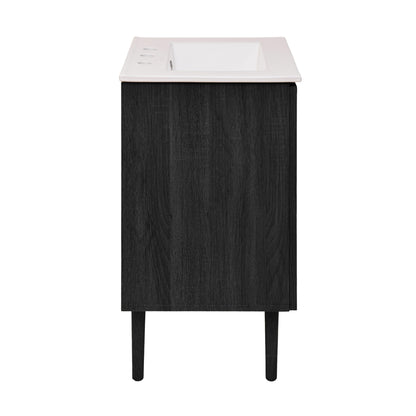 Swiss Madison, Bron 24" Freestanding Bathroom Vanity in Black Oak with 3-Hole Widespread Sink Top