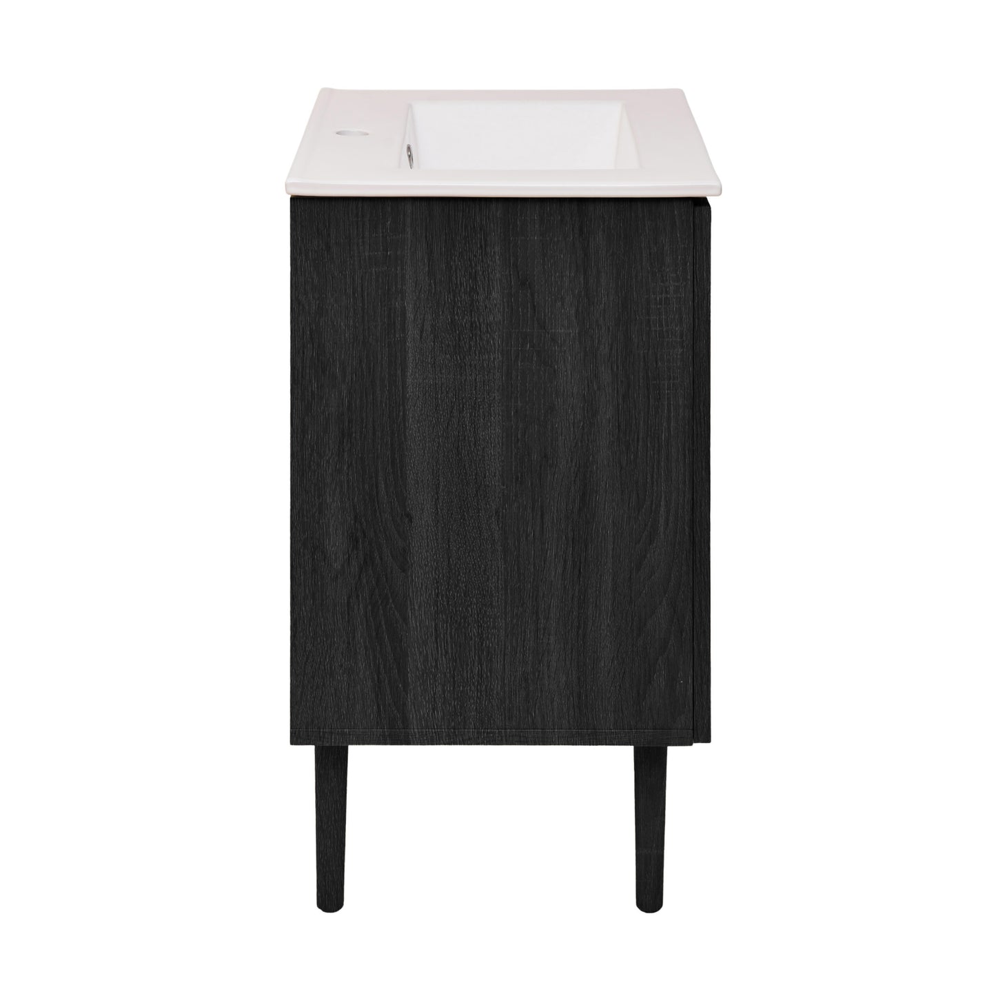 Swiss Madison, Bron 24" Freestanding Bathroom Vanity in Black Oak with Sink Top