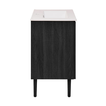 Swiss Madison, Bron 24" Freestanding Bathroom Vanity in Black Oak with Sink Top