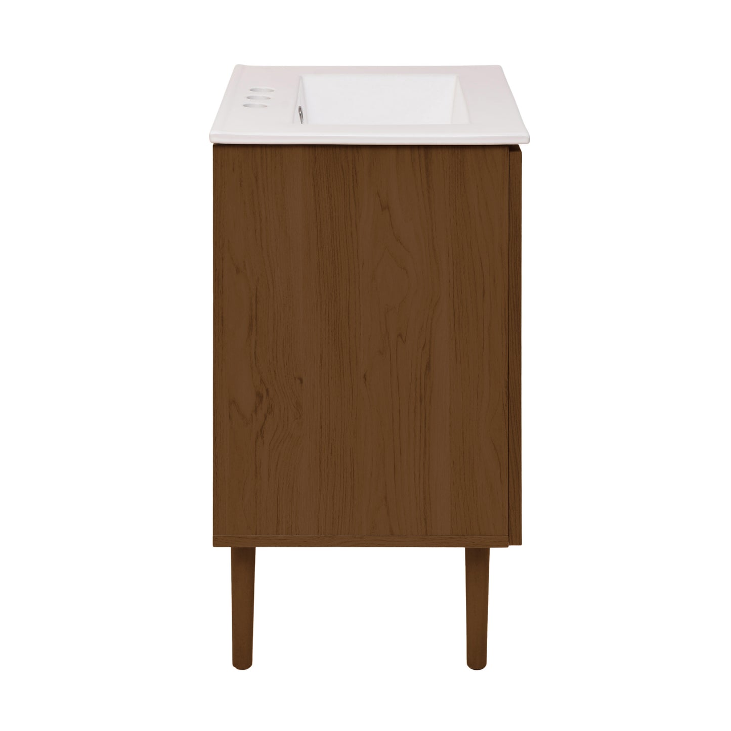 Swiss Madison, Bron 24" Freestanding Bathroom Vanity in Brown Oak with 3-Hole Centerset Sink Top