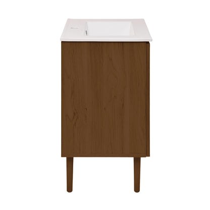 Swiss Madison, Bron 24" Freestanding Bathroom Vanity in Brown Oak with Sink Top
