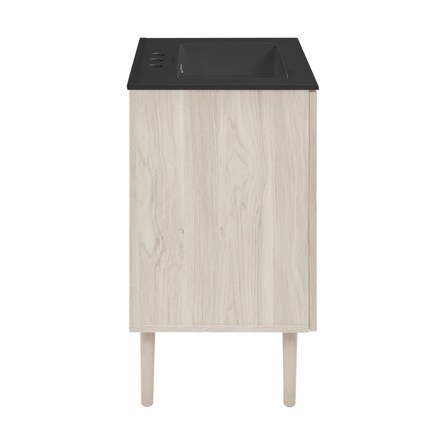 Swiss Madison, Bron 24" Freestanding Bathroom Vanity in White Oak with Black 3-Hole Centerset Sink Top