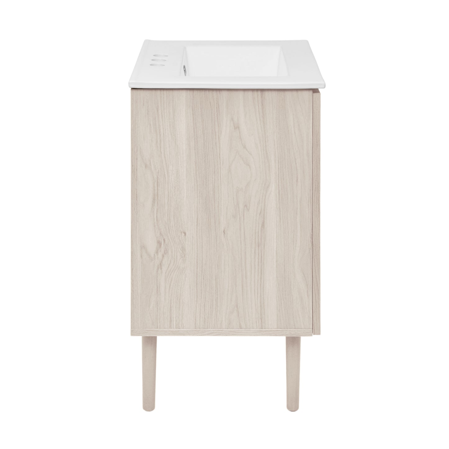 Swiss Madison, Bron 24" Freestanding Bathroom Vanity in White Oak with 3-Hole Centerset Sink Top