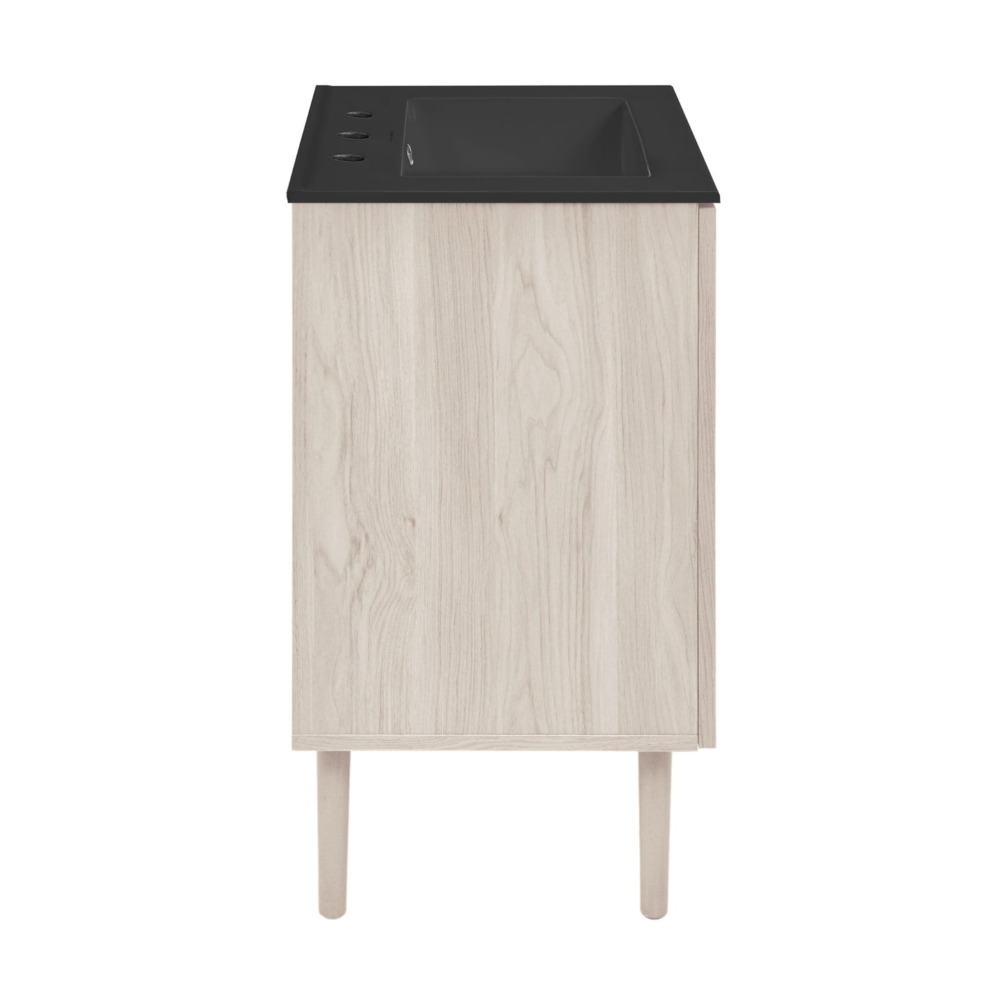 Swiss Madison, Bron 24" Freestanding Bathroom Vanity in White Oak with Black 3-Hole Widespread Sink Top