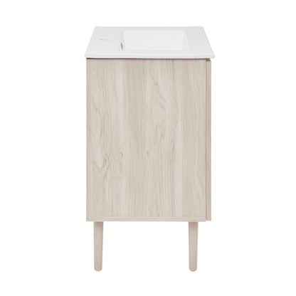 Swiss Madison, Bron 24" Freestanding Bathroom Vanity in White Oak with Sink Top